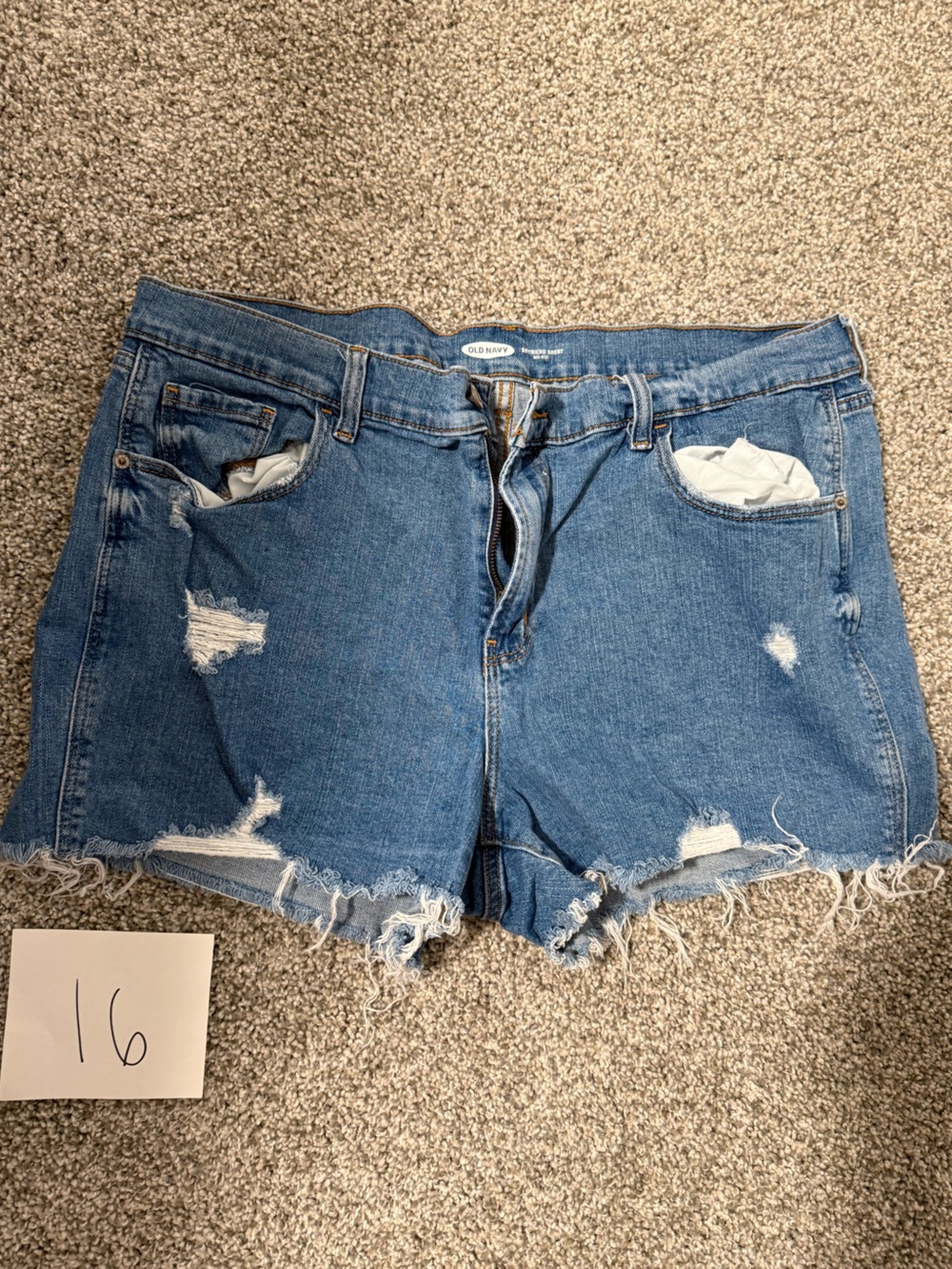 Old Navy Blue Distressed Frayed Hem Jean Shorts